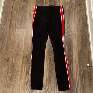 Black leggings trousers with red stripe